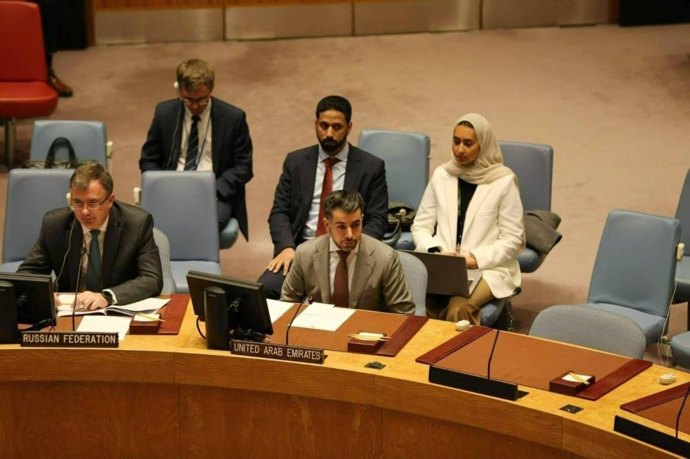 مندوب الإمارات يلقي بيان الدولة في جلسة مجلس الأمن الدولي حول ليبيا 