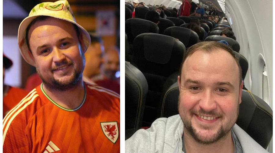 وفي الطائرة - المشجع يسافر لحضور مباريات ويلز