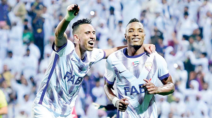 احتفالية لاعبي العين لابا ورحيمي