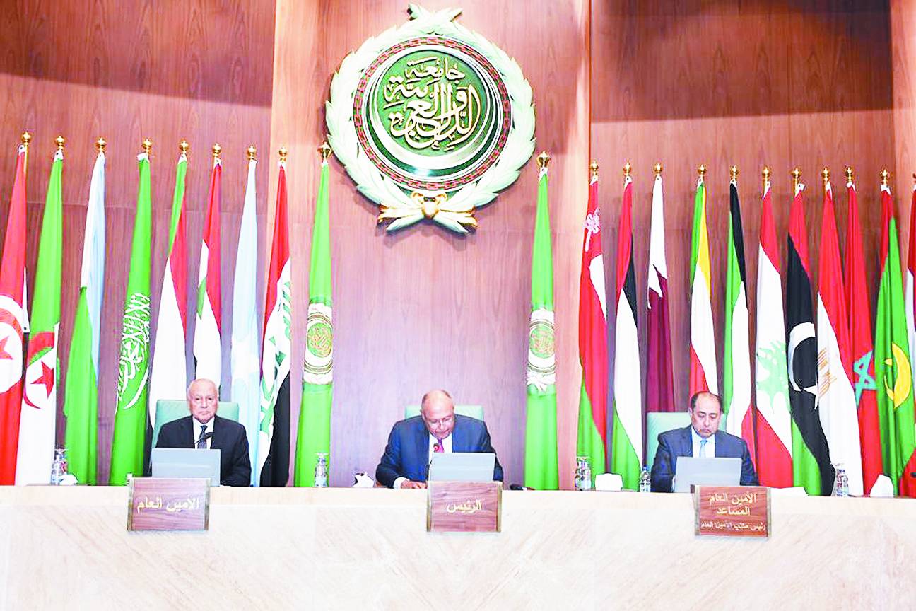 وزير الخارجية المصري خلال ترؤسه الدورة 159 لمجلس الجامعة العربية