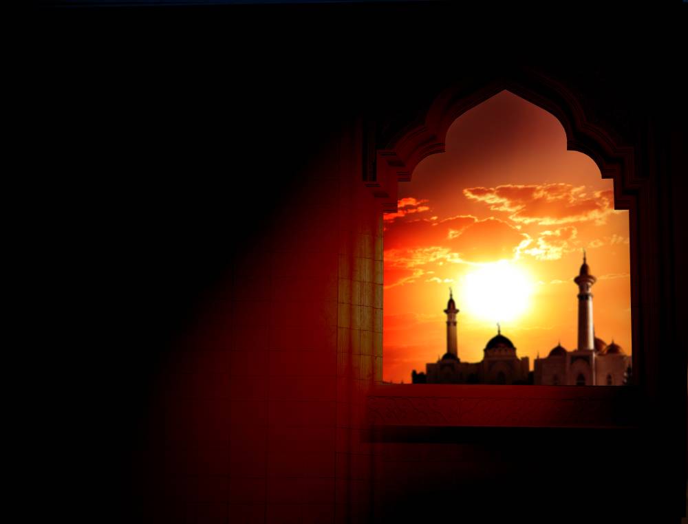 Ramadan Kareem background.Mosque window 