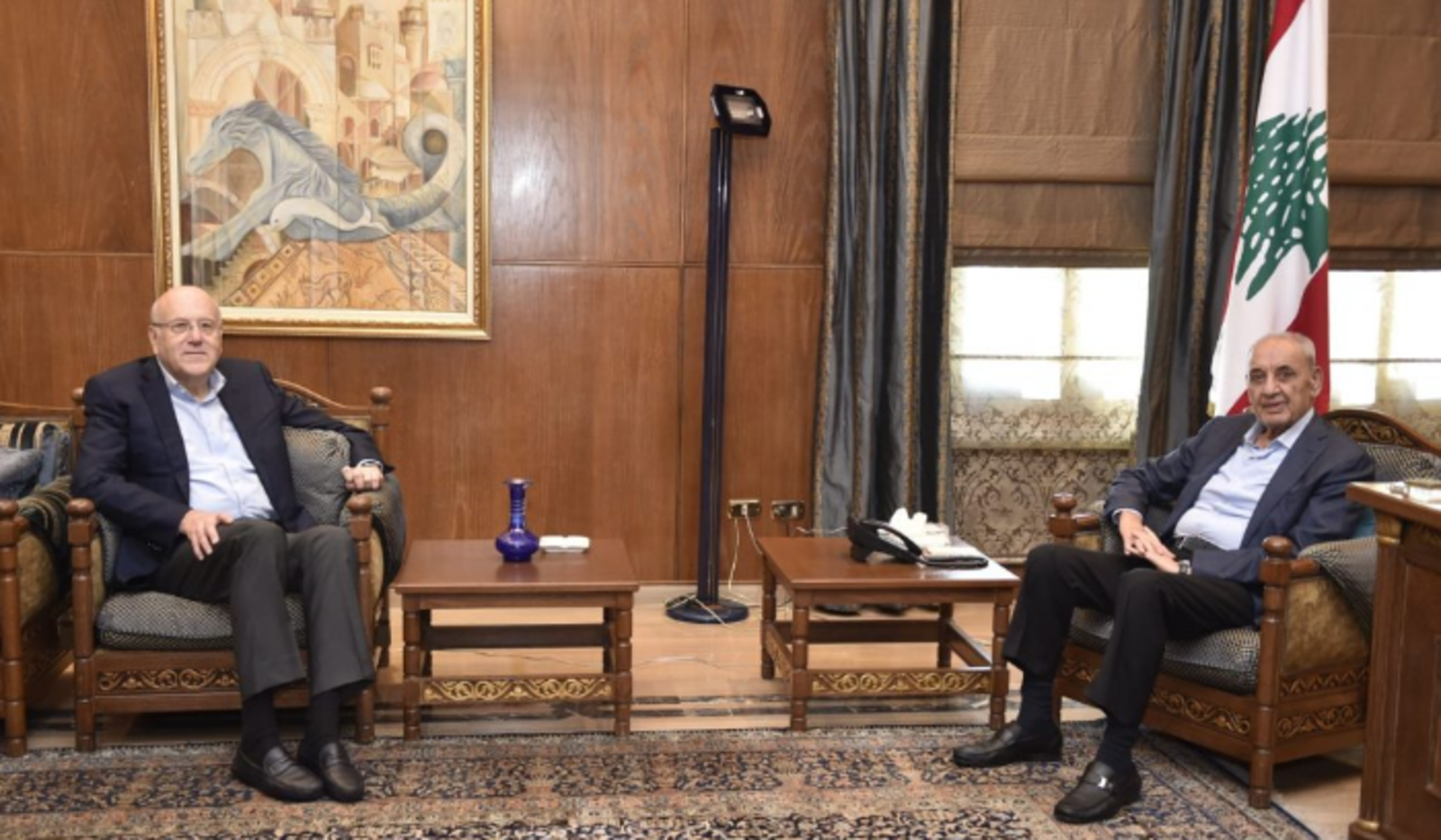 ميقاتي وبري خلال اللقاء حول المستجدات اللبنانية