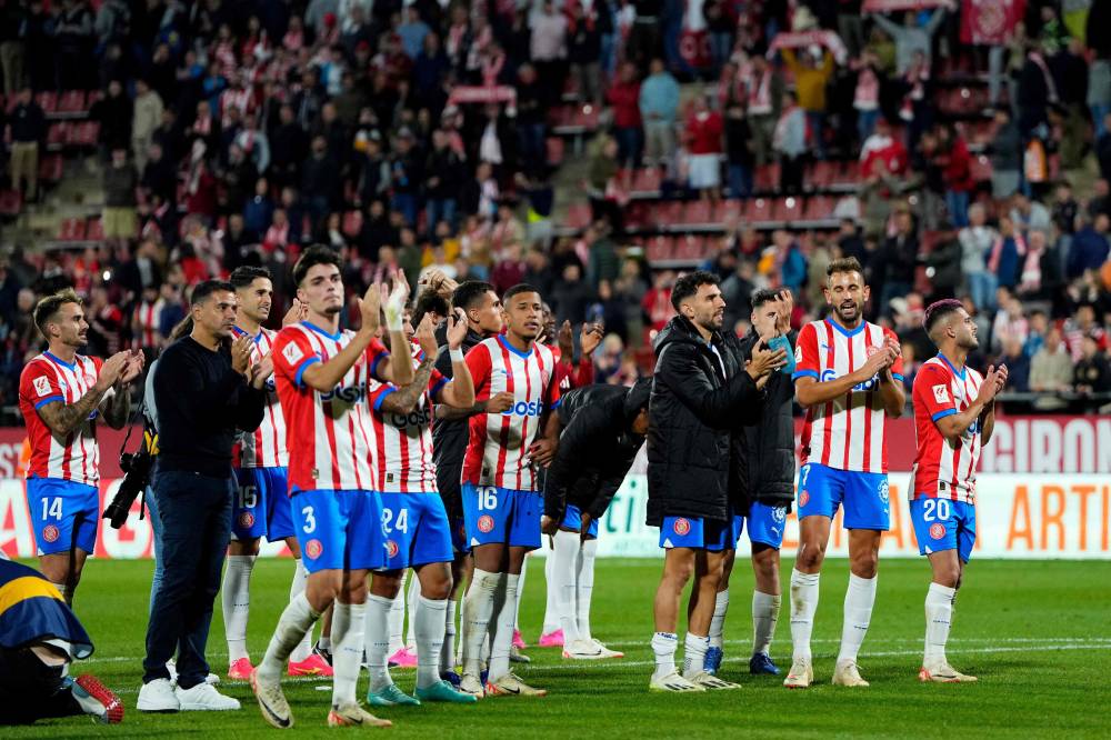 لاعبو جيرونا بعد الفوز على سلتا فيغو 