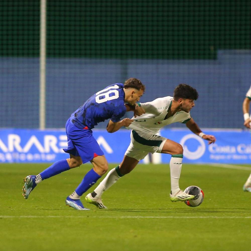 لقطة من مباراة منتخبي العراق وأمريكا الأولمبيين