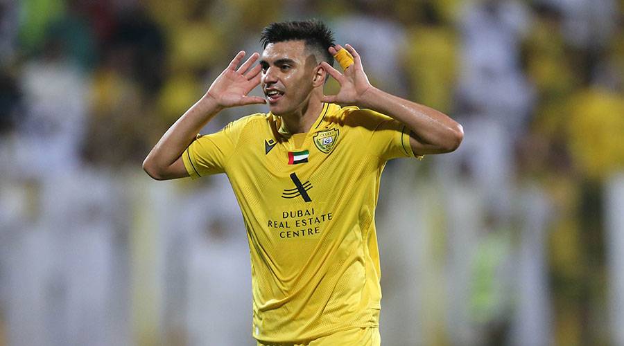  نيكولاس خمينيز يحتفل بهدف الوصل الثالث (تصوير: هيثم الخاتم) 
