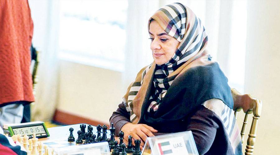  عائشة الحوسني خلال إحدى المنافسات 
