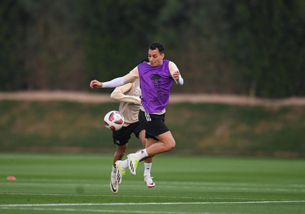 كايو خلال تدريب «الأبيض» في الدوحة