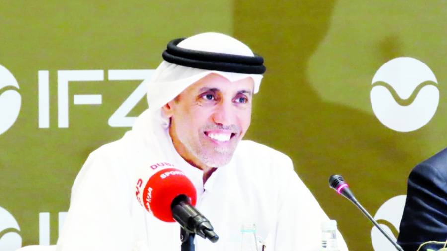 محمد الحبتور يتحدث خلال المؤتمر الصحفي للبطولة 