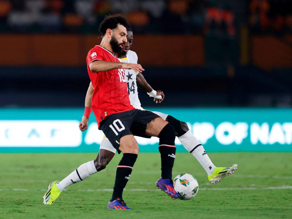 محمد صلاح خلال المباراة مع غانا