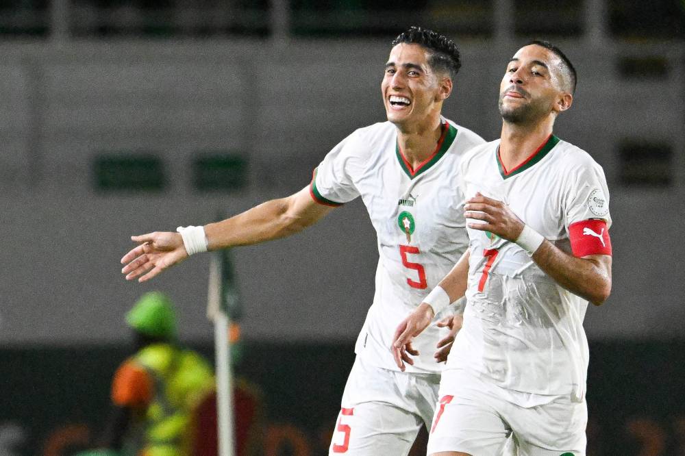 زياش يحتفل بهدف فوز المغرب