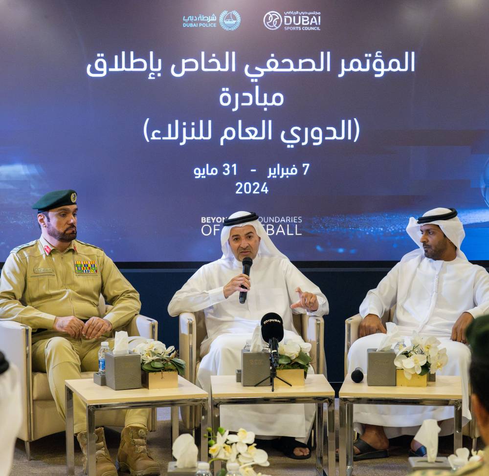  آل رحمة وجلفار والكربي خلال المؤتمر الصحفي
