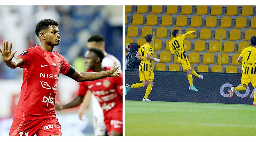 احتفالية قائدي بهدف لاتحاد كلباء في مرمى العين - احتفالية الغساني بالهدف الثالث لشباب الأهلي (تصوير: يوسف الأمير)
