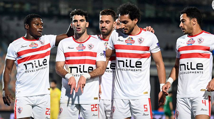  لاعبو الزمالك يحتفلون بالفوز على الاتحاد 