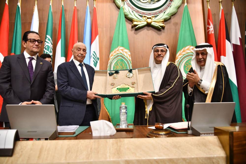 خلال تكريم رئيس مجلس النواب الليبي من البرلمان العربي (كونا)