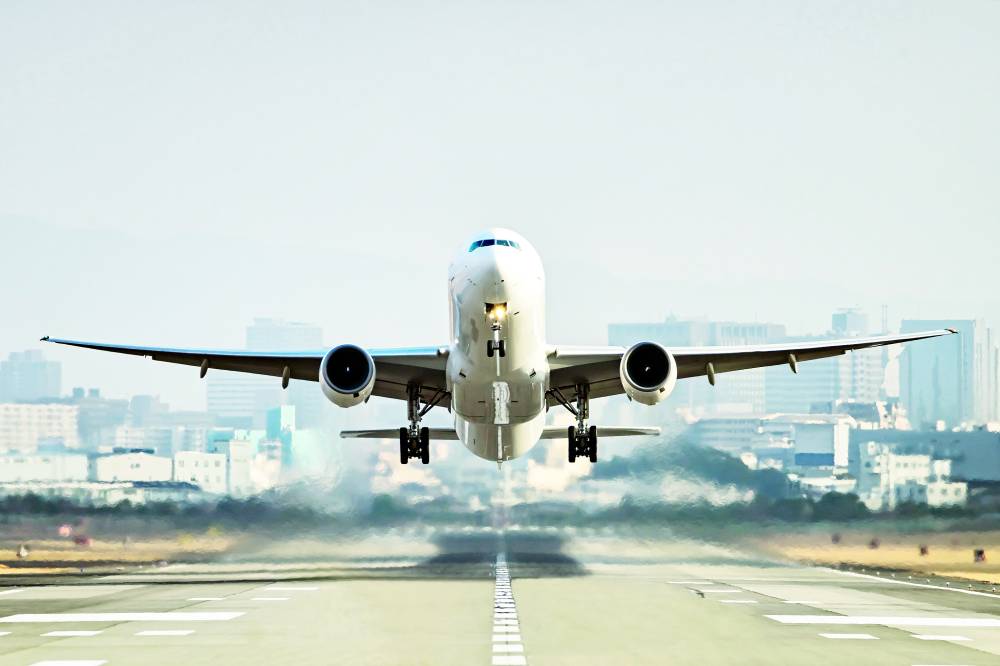 Airplane taking off from the airport.