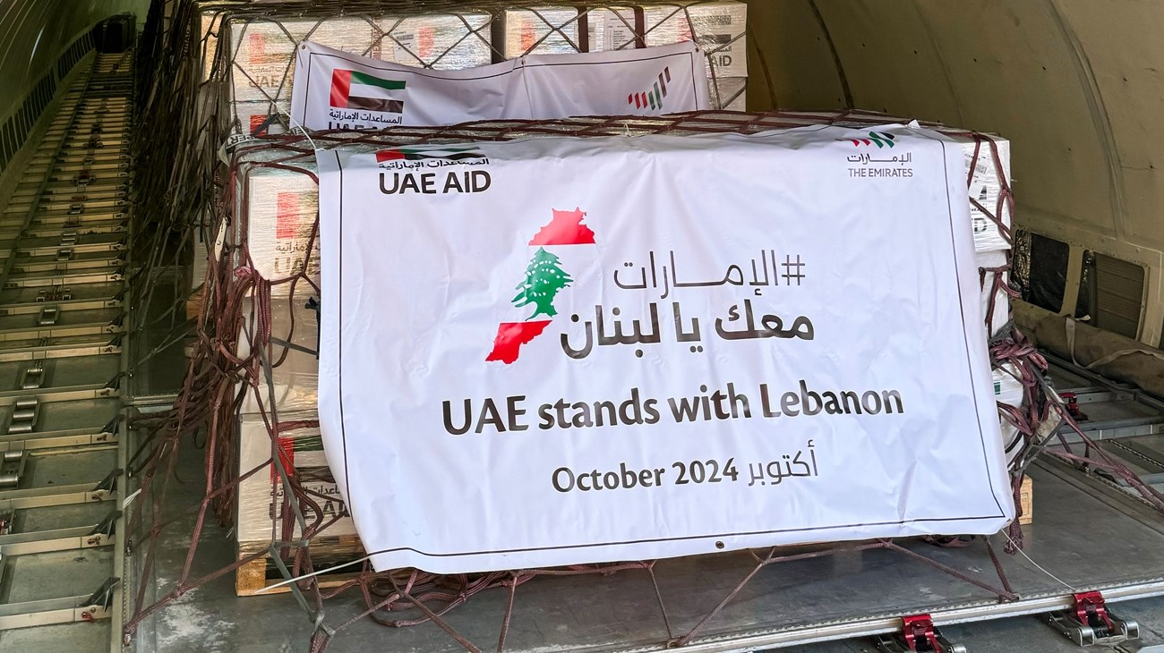 ماد إغاثية ضمن حملة الإمارات معك يا لبنان (أرشيفية)