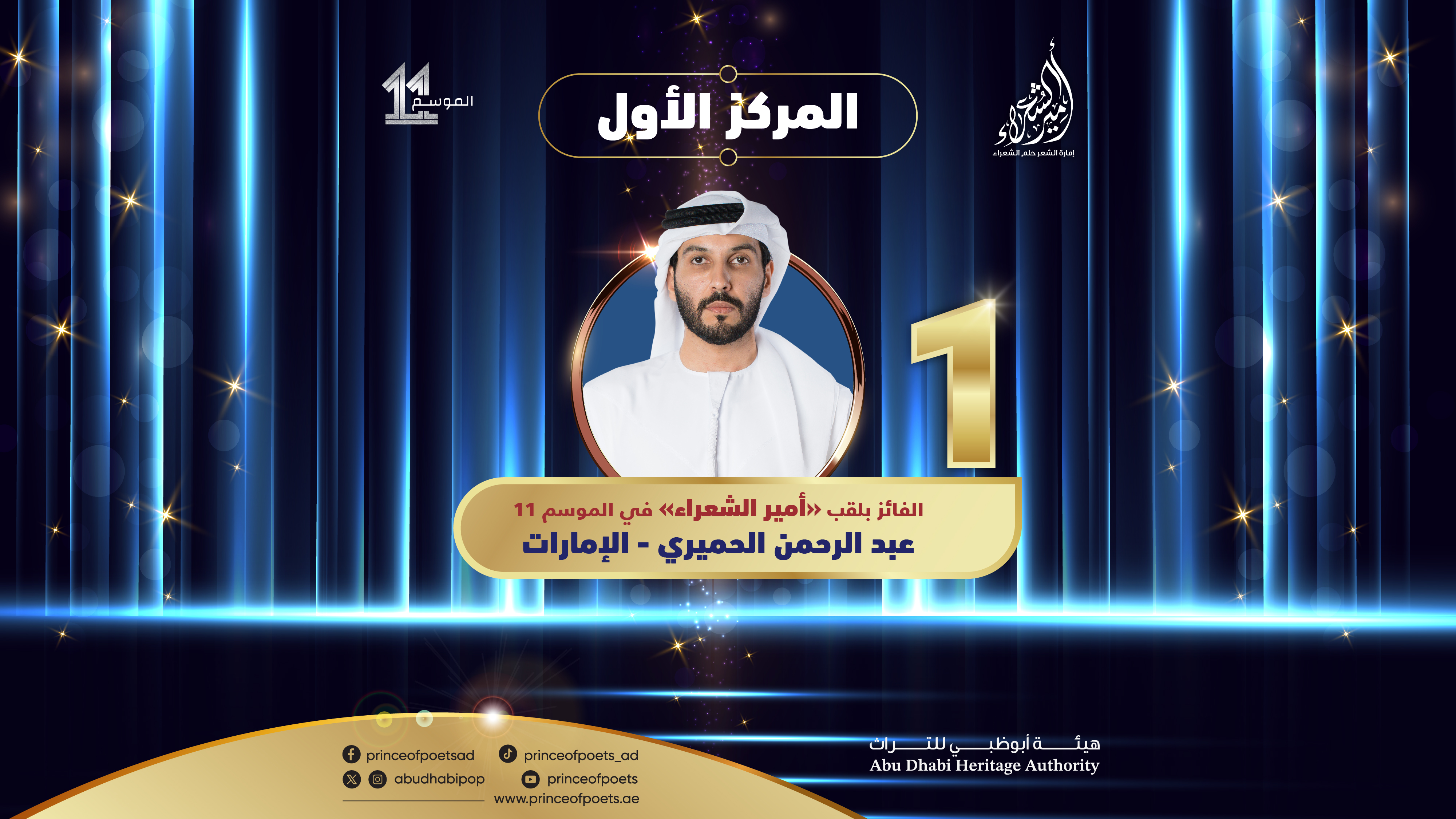بالفيديو | تتويج الإماراتي عبدالرحمن الحميري بلقب أمير الشعراء في الدورة 11