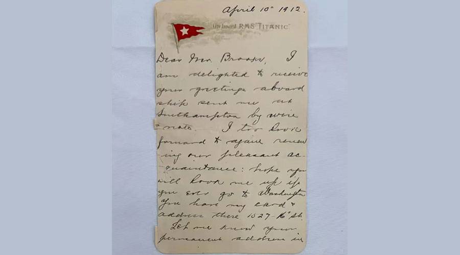 رسالة ناجٍ من «تيتانيك» بـ 300 ألف إسترليني