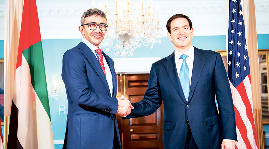 عبدالله بن زايد خلال لقائه ماركو روبيو