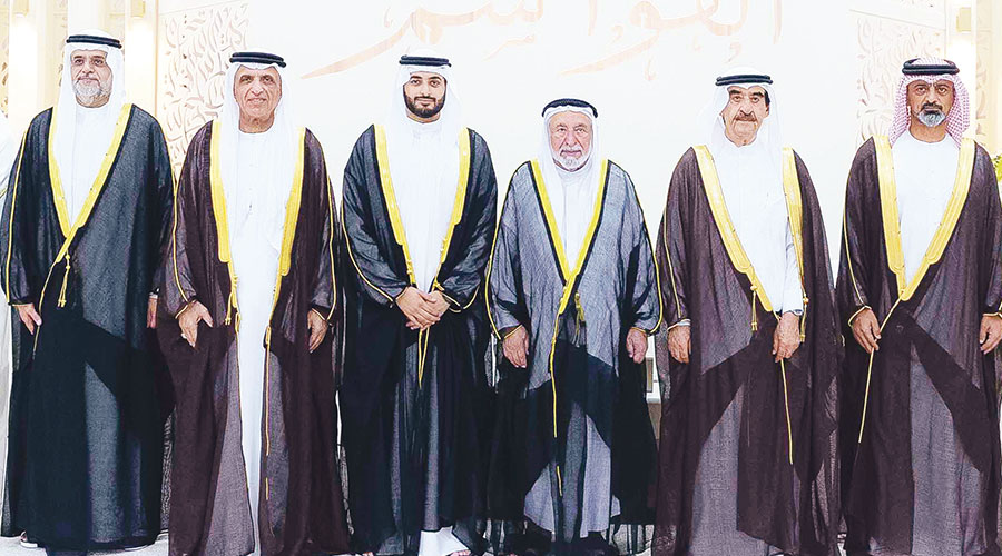 سلطان والمعلا وسعود بن صقر وولي عهد الشارقة وعمار بن حميد والعريس أحمد بن سلطان 