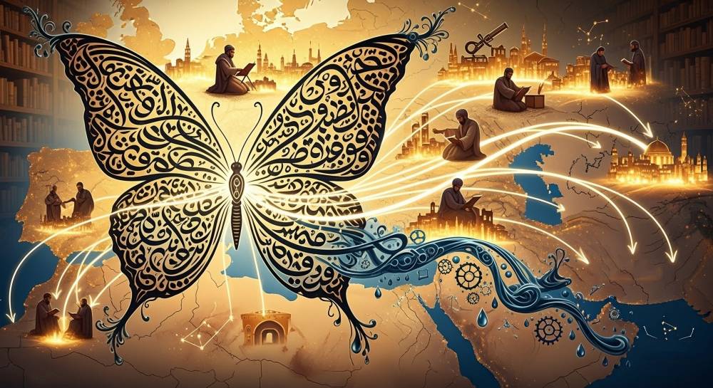 “With time, the word grew wings, like those of the beautiful butterflies we encounter in our lands. From Baghdad to Andalusia, Arabic became the tongue of scholars, poets, astronomers. The ink of our ancestors resonates with every drop in script and in