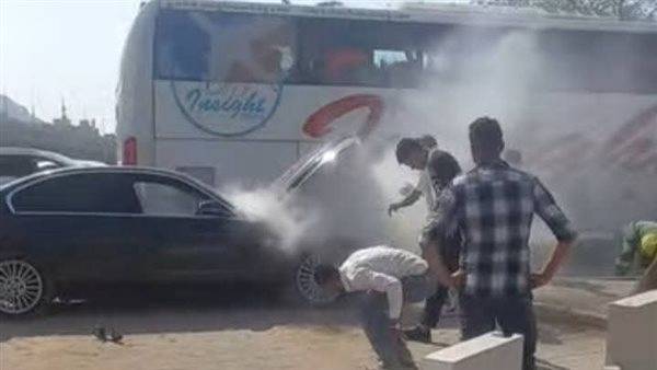 حريق يلتهم سيارة أحمد شوبير