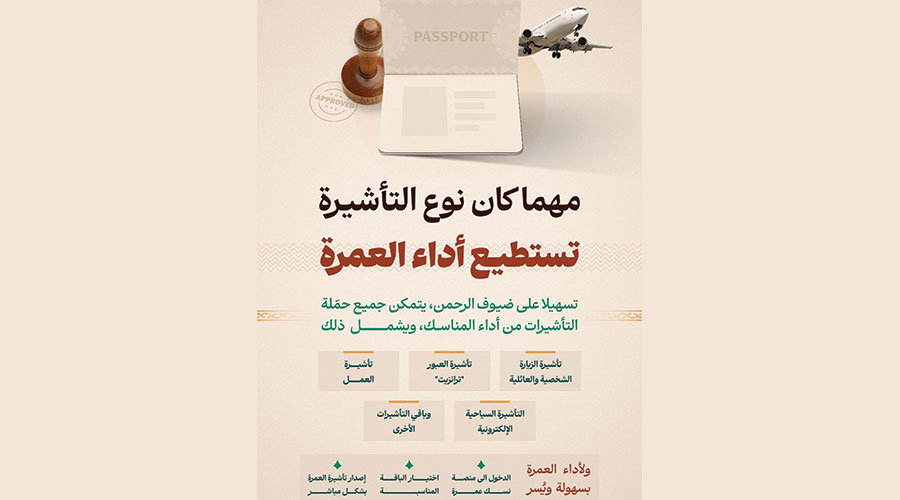 السعودية: جميع أنواع التأشيرات تتيح أداء مناسك العمرة