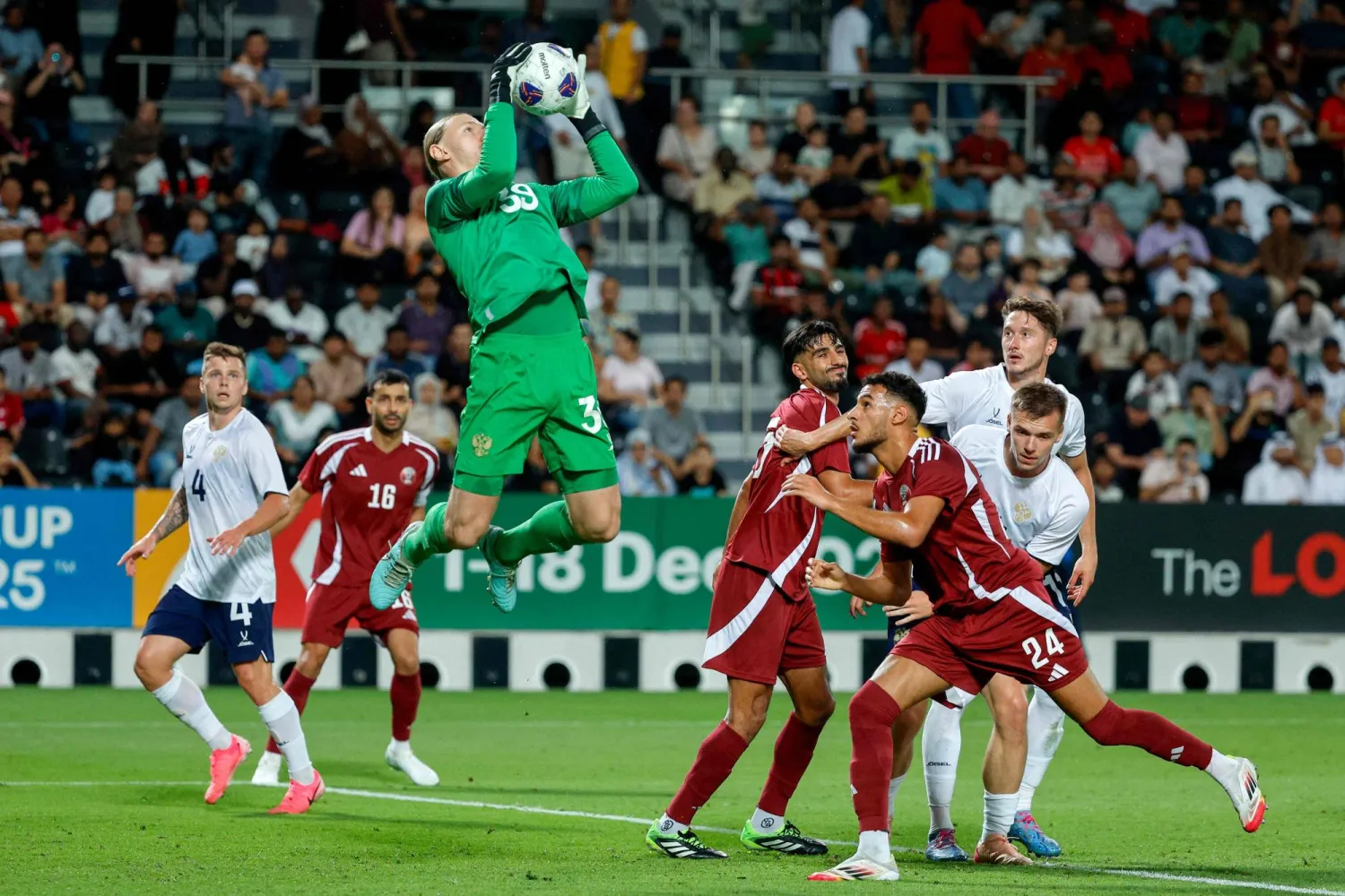 من مباراة قطر الودية مع روسيا