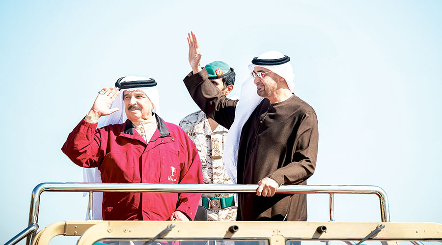  محمد بن زايد وحمد بن عيسى يتفقدان الوحدات المشاركة 