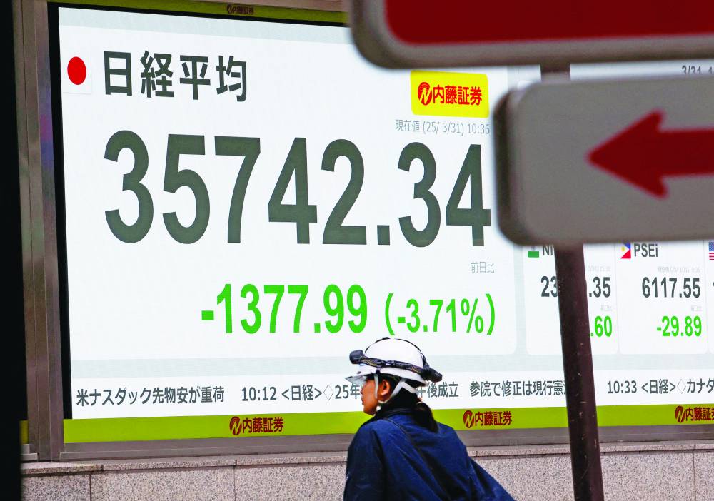 شاشة تظهر أداء مؤشر نيكاي في طوكيو