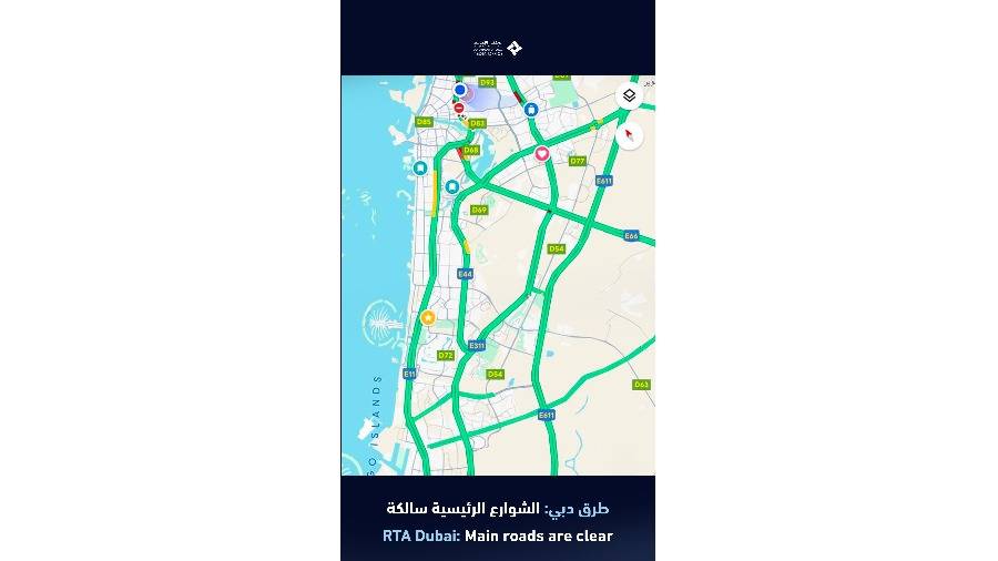 دبي.. الطرق الرئيسية في الإمارة سالكة