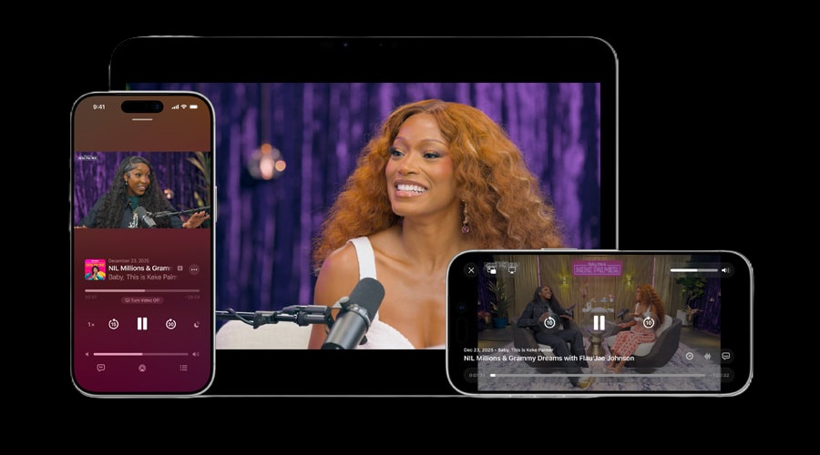 منصة أبل بودكاست تدعم البث مرئي المتكامل