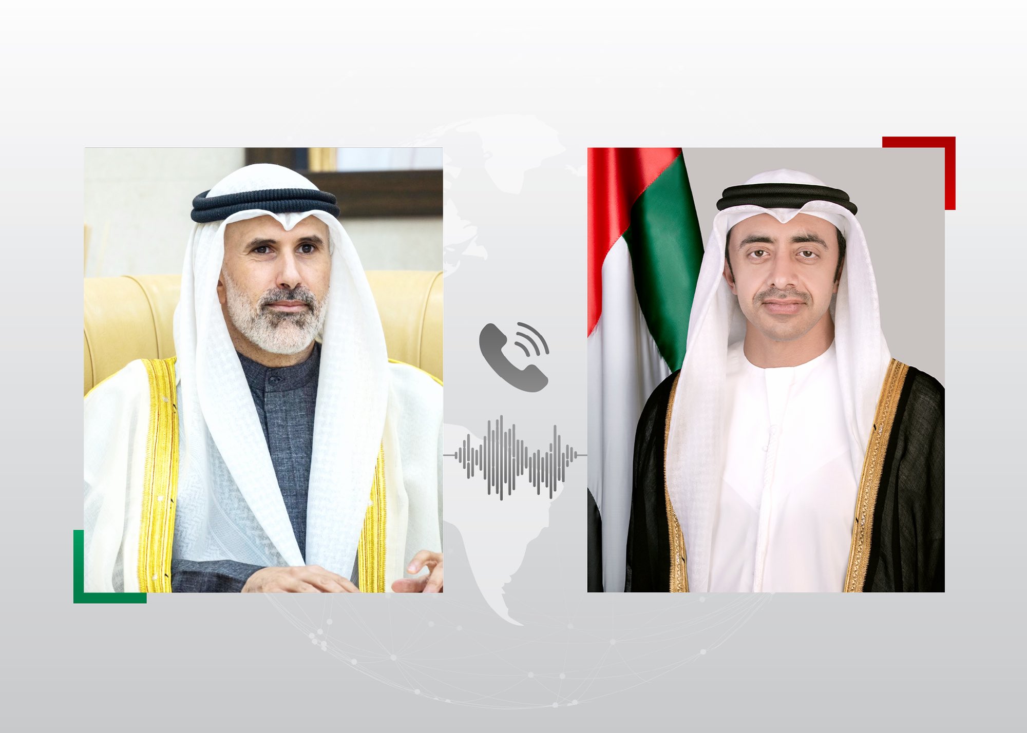 عبدالله بن زايد يهنئ وزير خارجية الكويت ويبحثان العلاقات الأخوية