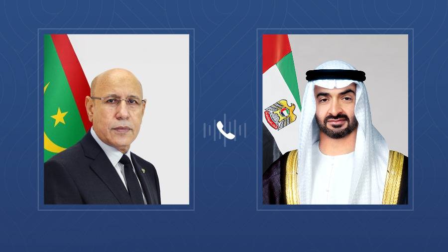 محمد بن زايد والرئيس الموريتاني يؤكدان ضرورة وقف التصعيد في المنطقة