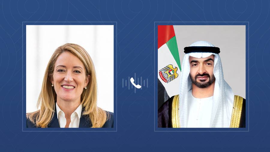 خلال اتصال هاتفي مع محمد بن زايد.. رئيسة البرلمان الأوروبي تدين الاعتداءات الإيرانية السافرة