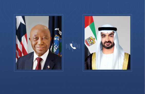 محمد بن زايد ورئيس ليبيريا يبحثان التطورات العسكرية الخطرة في المنطقة