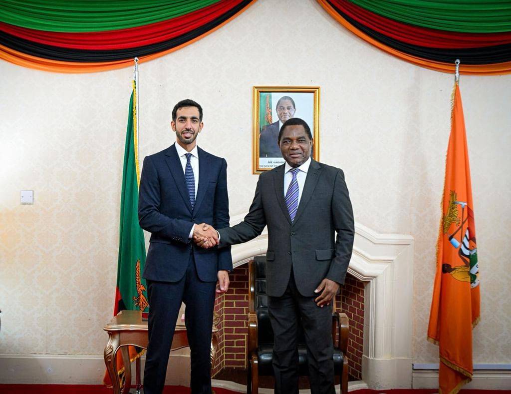 شخبوط بن نهيان يبحث العلاقات مع رئيس زامبيا في لوساكا